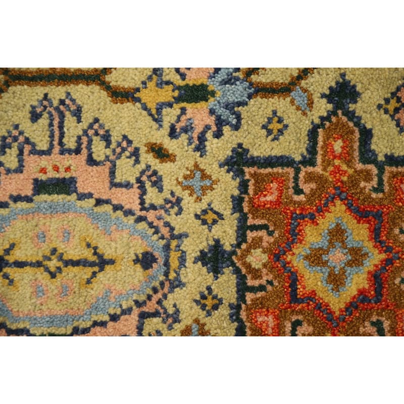 Hand Knotted Oriental 100% Wool Carpet Transitional All-Over Yellow & Gold Oushak Runner Rug - 7' 11'' X 2' 7''