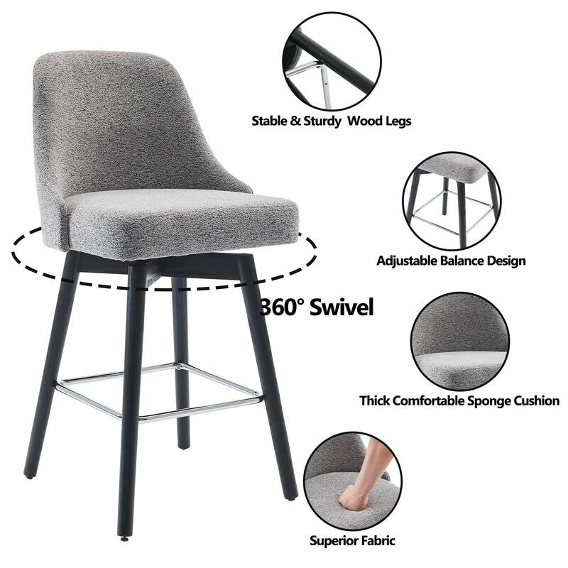 26" Counter Height Swivel Barstool Set of 2