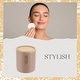 preview thumbnail 64 of 63, Sleek Cotton Pad Holder - Polyresin Bathroom Storage Container with Bamboo Lid - 4 L x 4 W x 4.6H