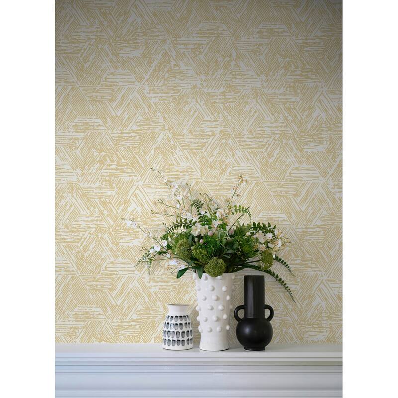 A-Street Prints Retreat Yellow Quilted Geometric Wallpaper
