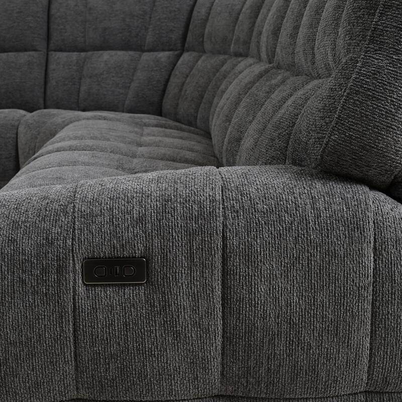 Furniture of America Aurei Modern Reclining Sectional with Console and USB Ports