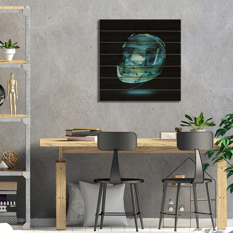 Let's Ride Skull Print On Wood by 5by5collective - Multi-Color