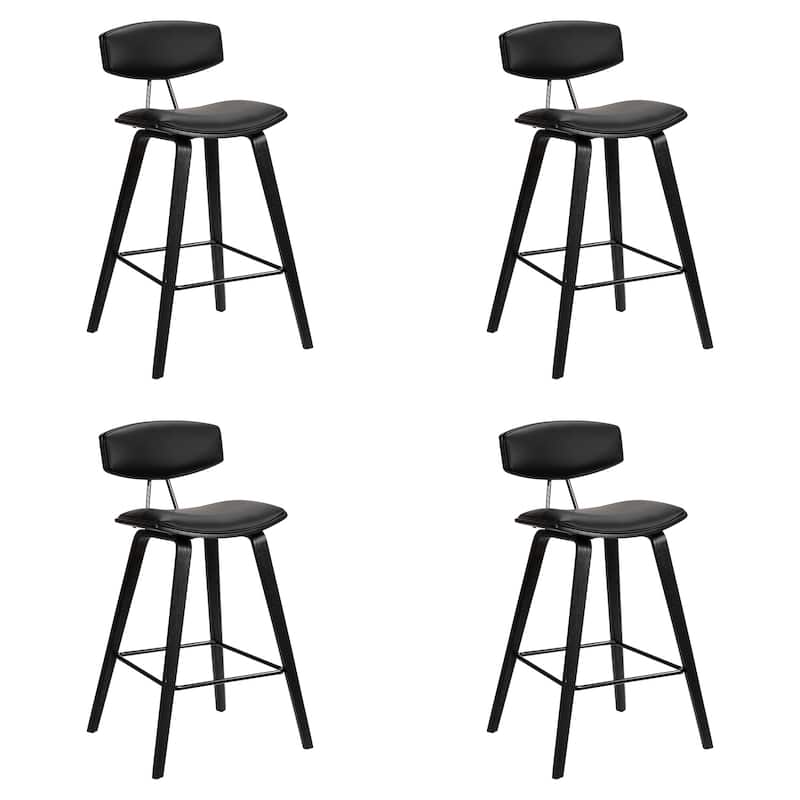 Fox Mid-Century Bar Stool, Upholstered Counter Height Chair with Bentwood Legs