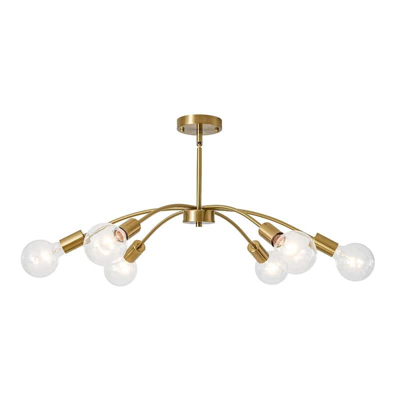 6-Light Mid-century Modern Spider Metal Chandelier - 28.0 in