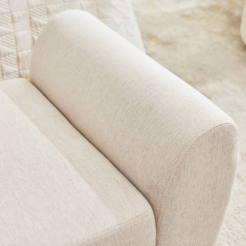 Linen Fabric Storage Ottoman Bench with Hidden Compartment and Rubberwood Legs