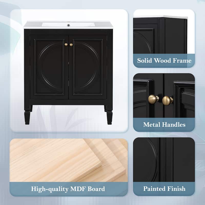 Bathroom Vanity with Sink, Storage Cabinet with Adjustable Shelves, Vanity Set with Soft Close Door and Drawer