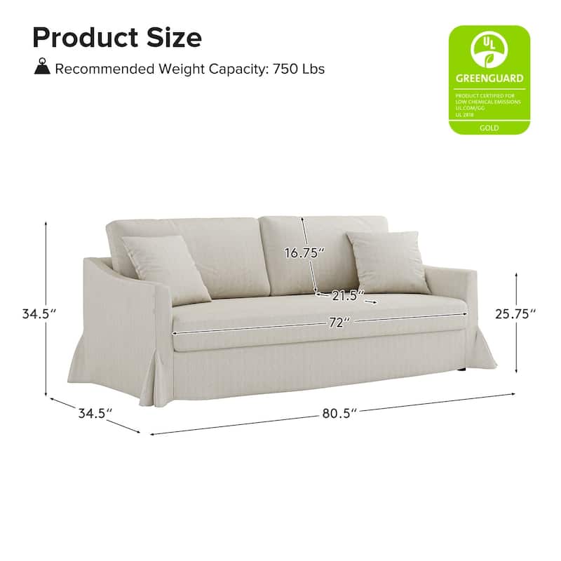 Volkhard 80.5" Modern Slipcovered Sofa With Removable Back Cushion By HULALA HOME