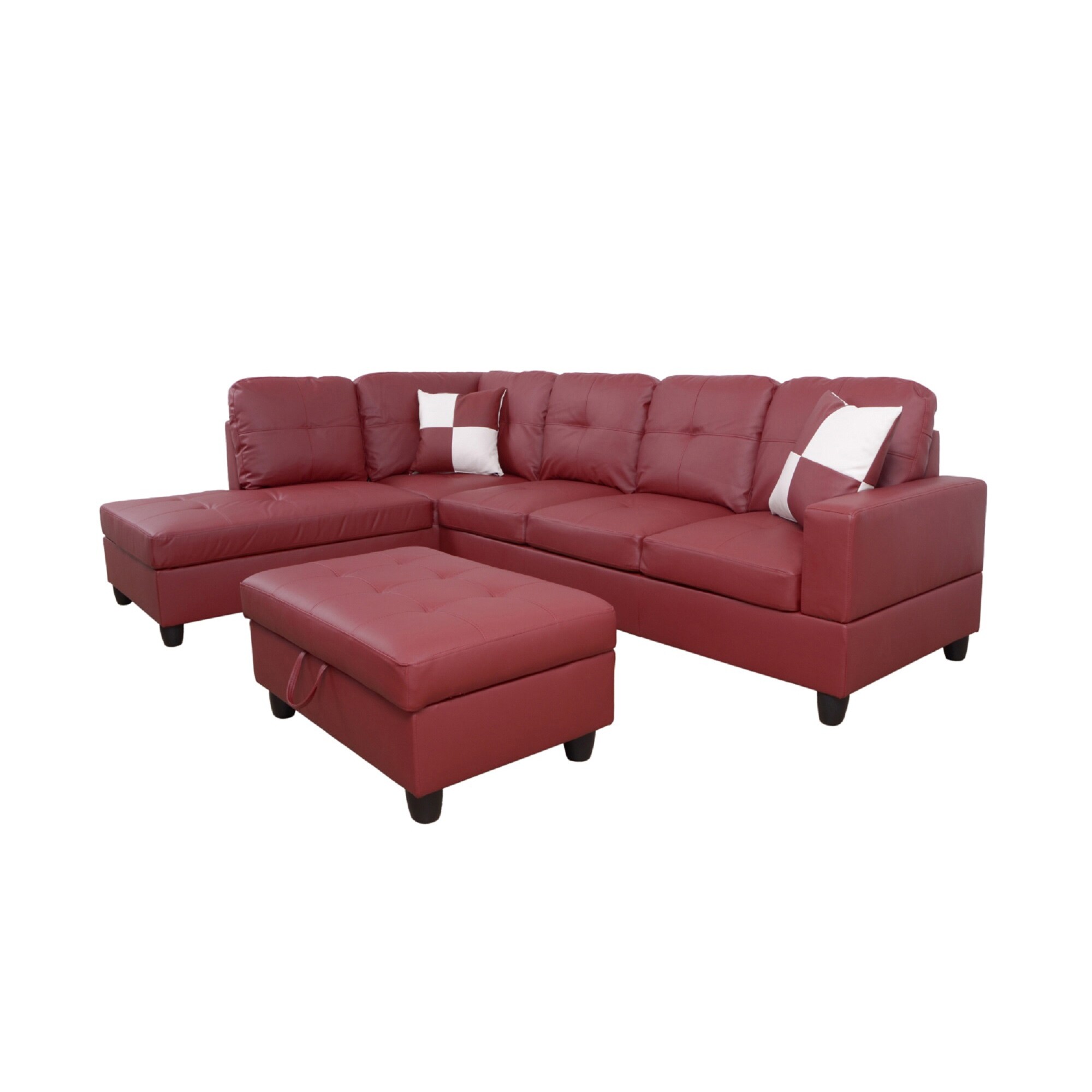 3-Pieces Sectional Sofa Set,Left Facing Red(094A) - On Sale - Bed