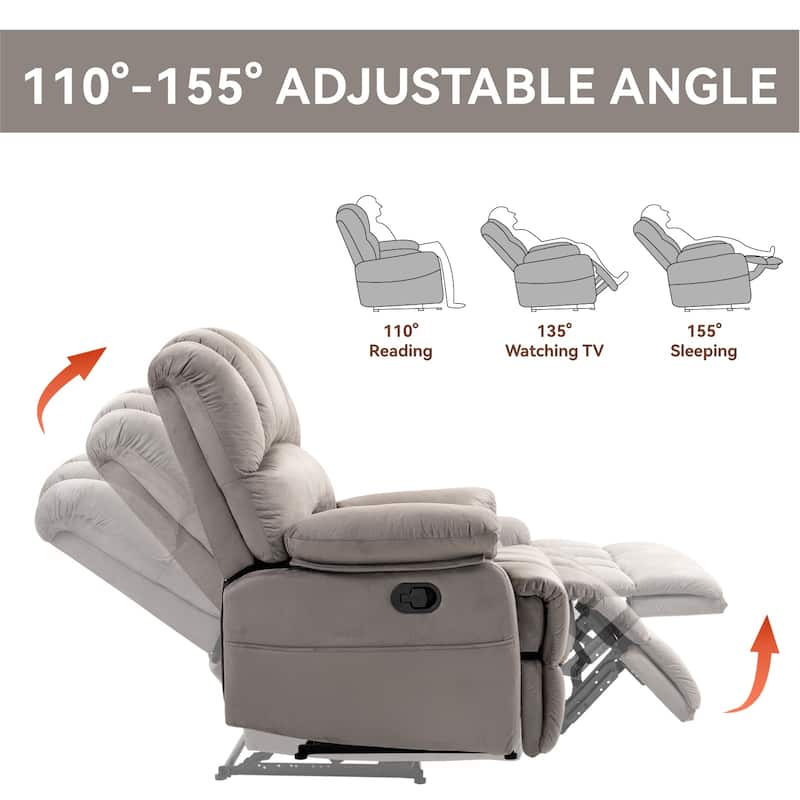 Brown Oversized Manual Recliner with 155° Recline, Easy Assembly, and Spacious Design for Living Room