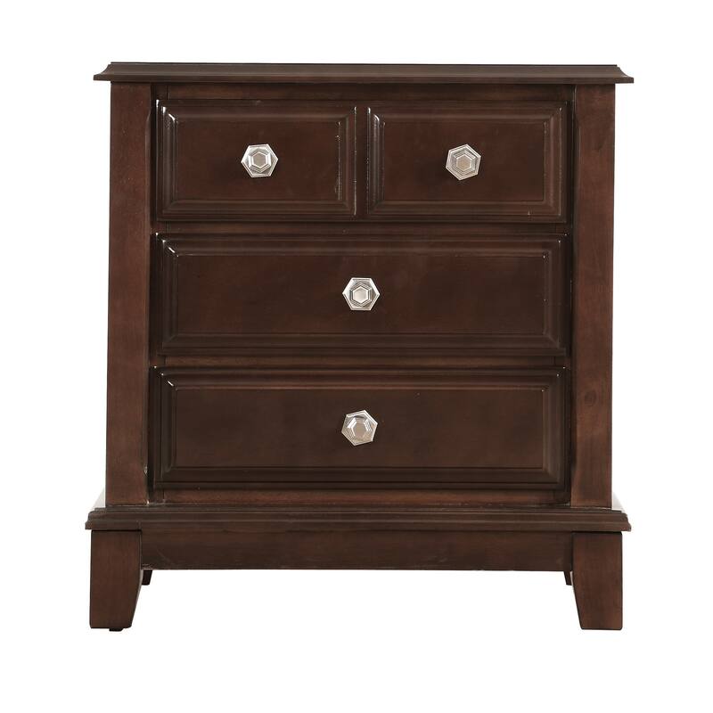 Modern Bedroom Cabinet Bedside Table with Three Spacious Drawers Storage Nightstand
