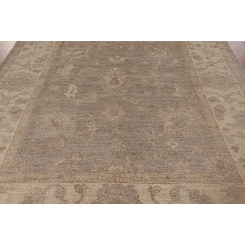 All-Over Vegetable Dye Oushak Area Rug Hand-Knotted Wool Carpet - 8'1" x 9'7"