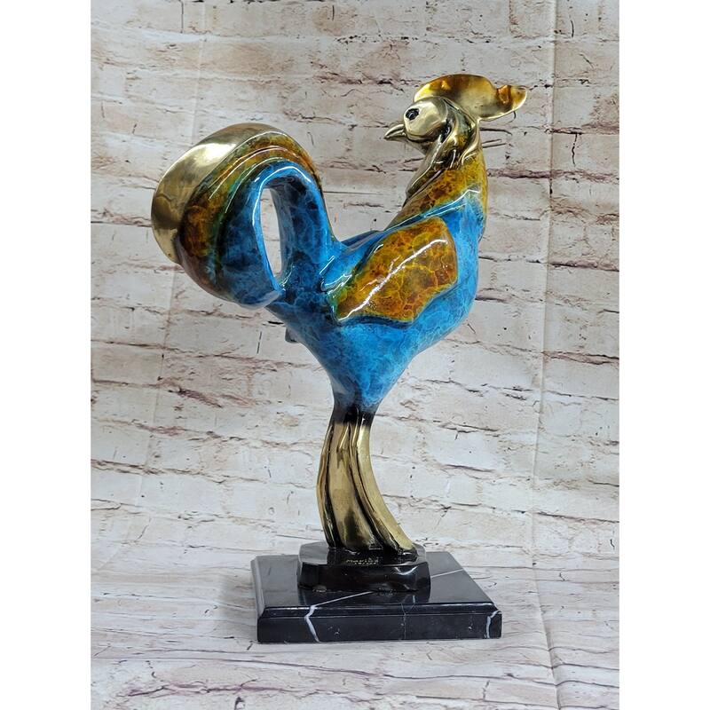 Art Decor Ltd Edition Rooster Special Patina Gilt Bronze Sculpture Figurine Deco