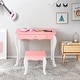 preview thumbnail 14 of 16, Gymax Kids Vanity Princess Makeup Dressing Table Stool Set W/ Mirror - See Details