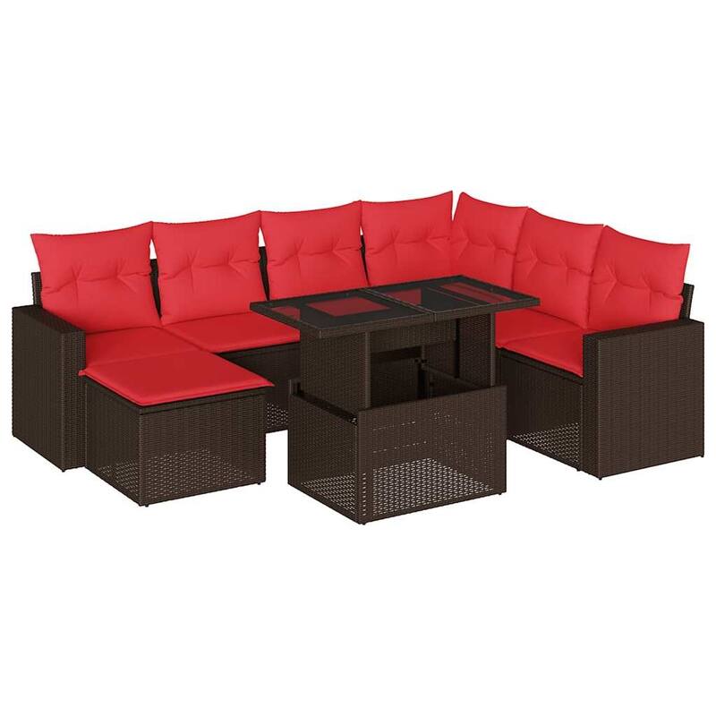 vidaXL Patio Sofa Set with Cushions and Table Outdoor 8 Piece Poly Rattan - 24.4 x 24.4 x 27.2