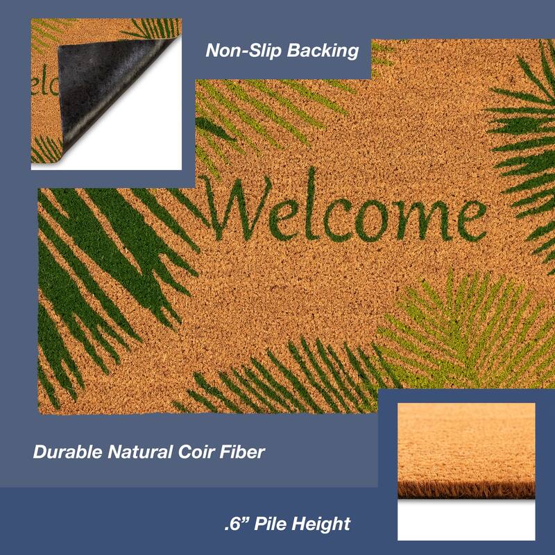 Liora Manne Natura Palm Border Outdoor Mat Green 18"X30"