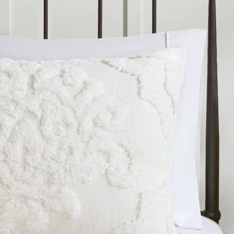 GDF Studio - Tufted Cotton Chenille Damask 3-Piece Comforter Set