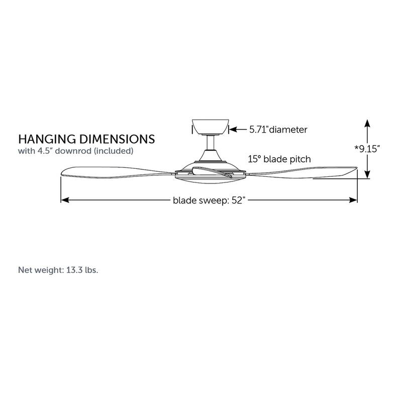 Fanimation GlideAire 52 inch Indoor/Outdoor Smart Ceiling Fan with Remote - Black
