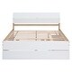 preview thumbnail 8 of 11, Modern Full Bed Frame with Trundle & 2 Drawers, White High Gloss Finish, White+Oak