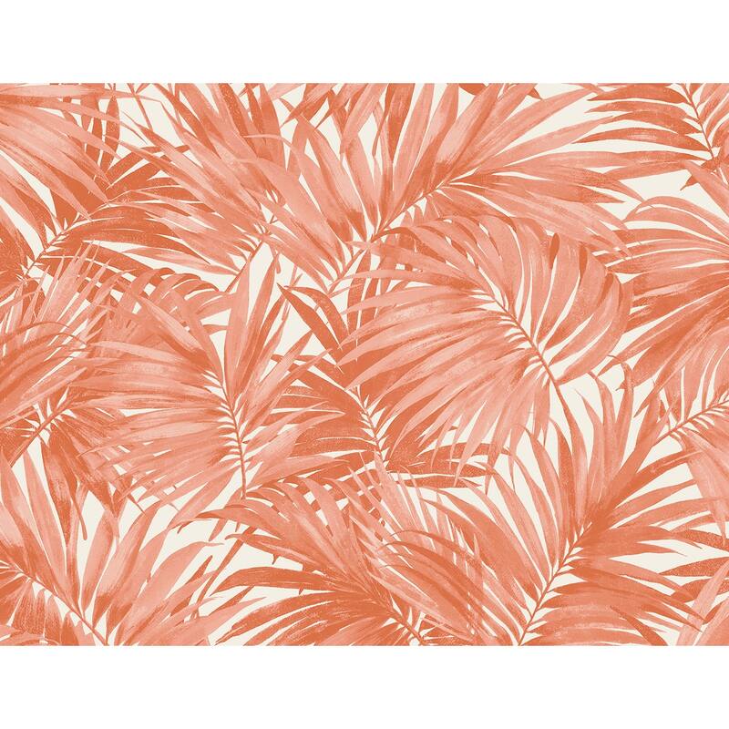 Lillian August Cordelia Tossed Palms Embossed Vinyl Unpasted Wallpaper - 27 in. W x 27 ft. L - Coral
