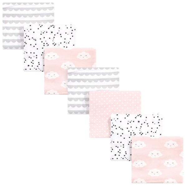 slide 1 of 1, Hudson Baby Infant Girl Cotton Flannel Receiving Blankets Bundle, Pink Clouds, One Size - Pink Clouds - One Size One Size - Pink Clouds