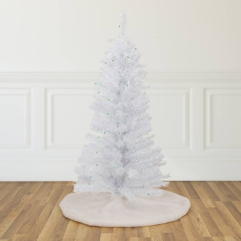 Pre-Lit Medium Rockport White Pine Artificial Christmas Tree - 4' - Green Lights - 4 Foot
