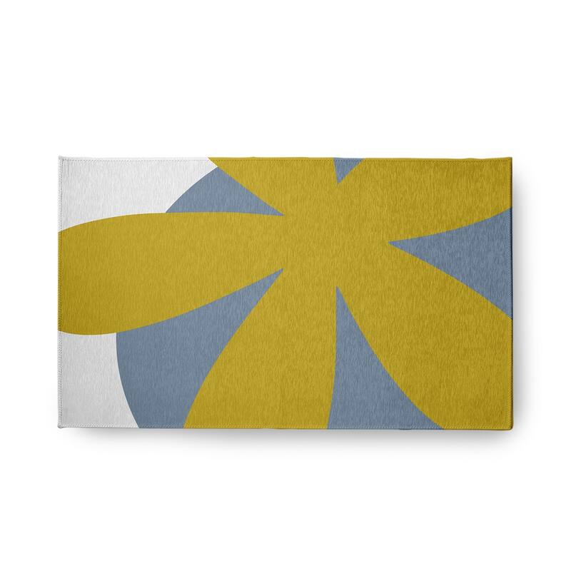 Bold Flower Modern & Contemporary Chenille Area Rug - Mustard Yellow - 18" x 30"