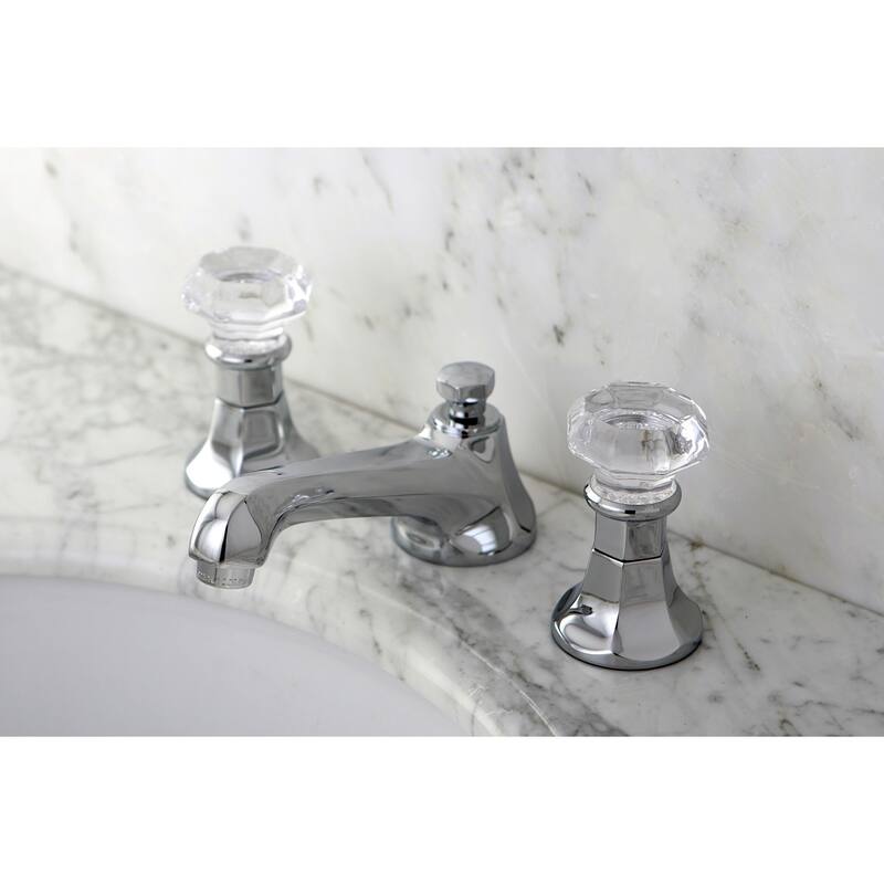 Kingston Brass Crystal Handle Chrome Widespread Bathroom Faucet