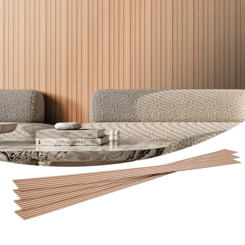 34.8 Sq Ft WPC Acoustic Wall Panels 8 Pieces Fire-Resistant Slat Design for Soundproof Room Decor - 96.5" x 6.5" x 0.35"