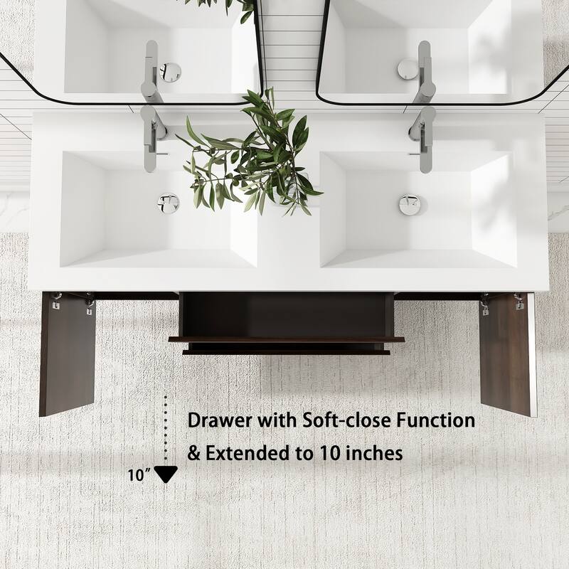 Floating Bathroom Vanity with Integrated Resin Top