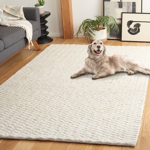 SAFAVIEH Natural Fiber Collection Area Rug - 3' X 5', Grey & Beige, Rustic Farmhouse Boho Style, Handmade Jute & Wool, Ideal For The Living Room, Bedroom, Dining Room (NFB425F-3