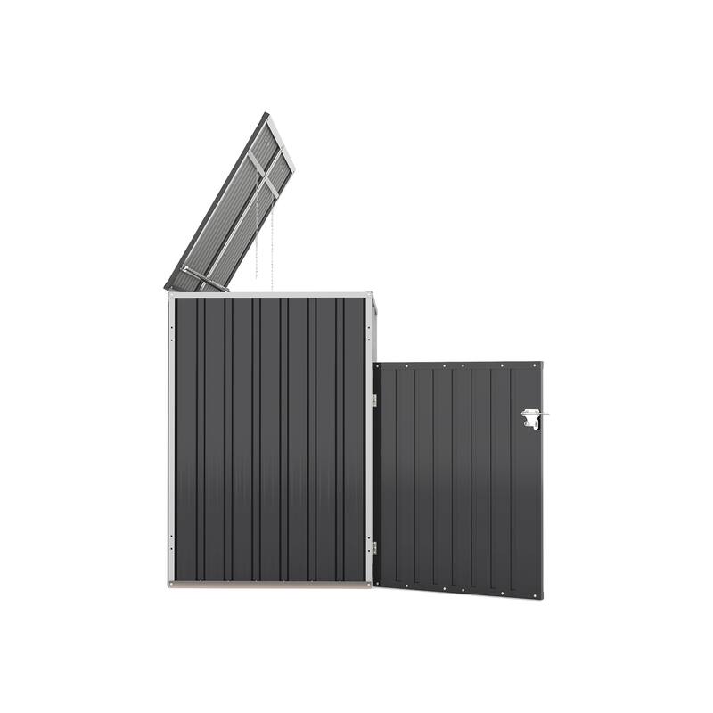 Garbage Bin Shed Stores 2 Trash Cans Metal Outdoor Bin Shed for Garbage Storage, 54 cubic feet of space