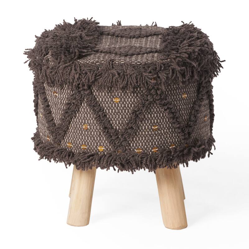Roja Handcrafted Wool & Cotton 16 X 16 Foot Stool