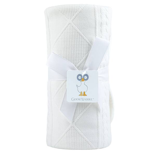 slide 2 of 2, White Knit Blanket