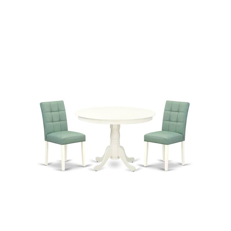 East West Furniture Dining Table Set Includes a Round Kitchen Table and Chairs, Linen White (Pieces Options)