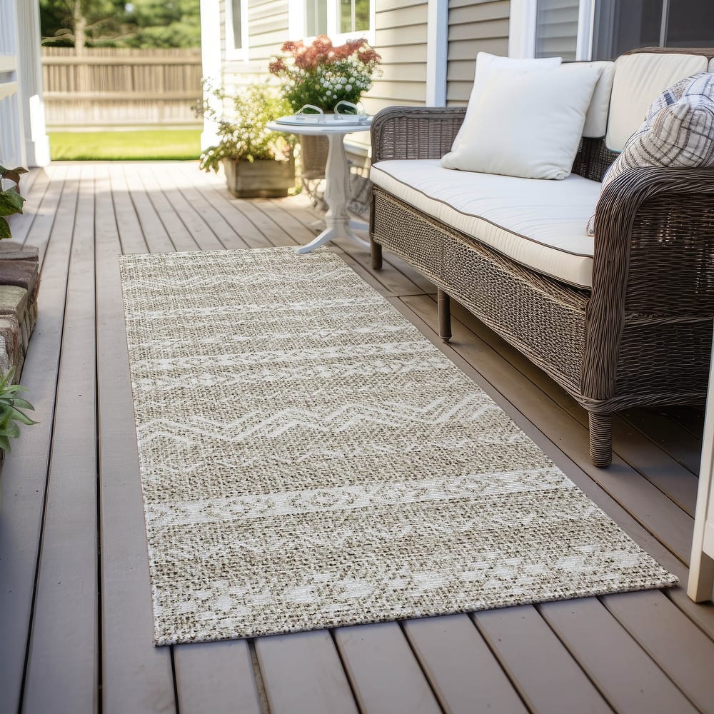 Machine Washable Indoor/ Outdoor Chantille Boho Stripes Rug
