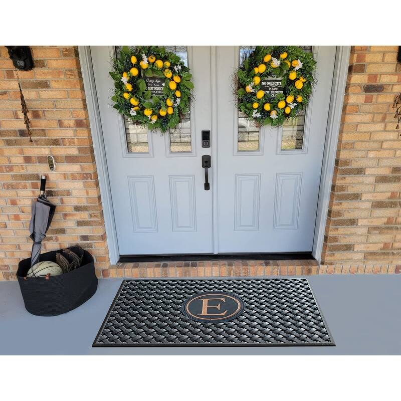 A1HC 100% Pure Rubber Monogrammed Front Door Mat 24" x39" Indoor Outdoor Doormat