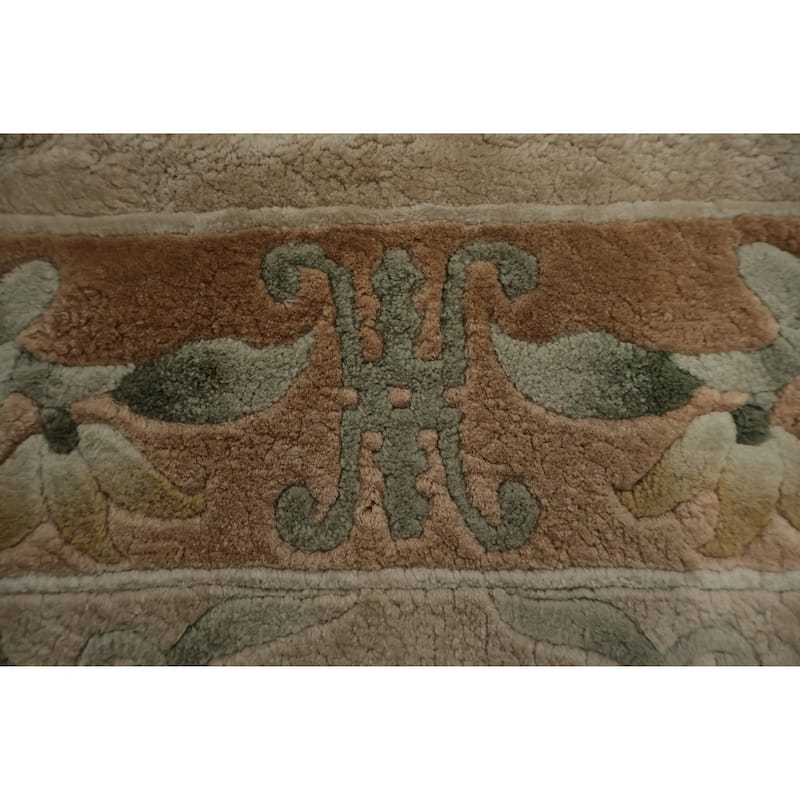 Hand Knotted Oriental 100% Silk Carpet Traditional Medallion Beige & Ivories Art Deco Area Rug - 3' 2'' X 2' 1''