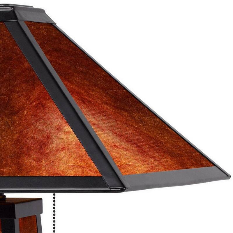 24 Inch Elegant Mica Table Lamp With Night Light, Pull Chain Switch - 23.5 H x 16 W x 16 L Inches
