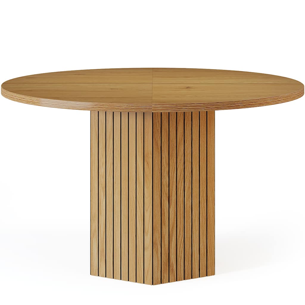 Wood 47-Inch Farmhouse Round Kitchen Dining Table for Small Space