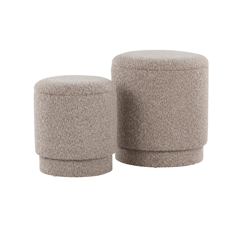 Carson Carrington Corday Upholstered Ottoman Set (Set of 2) - Light Brown Fabric