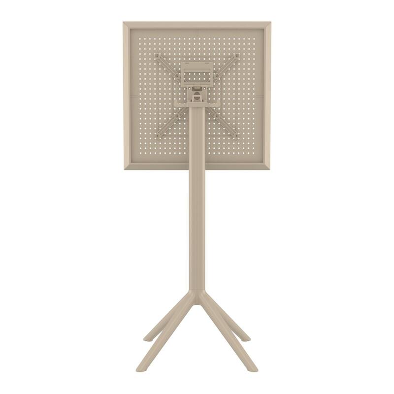 42.5" Taupe Brown Folding Square Outdoor Patio Bar Table