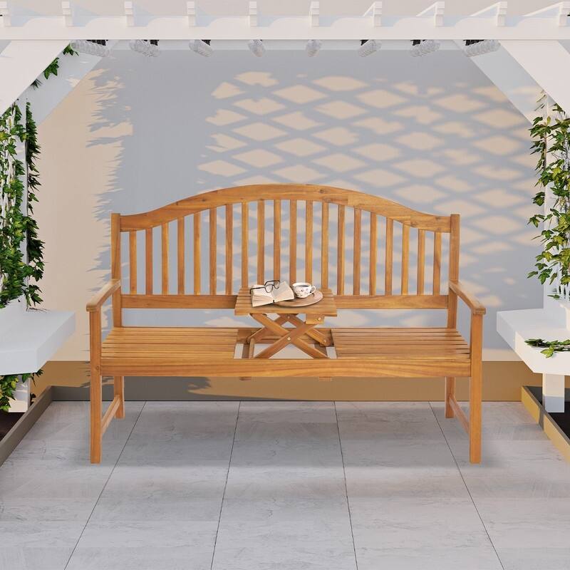 59 In Acacia Bench with Lift Table - N/A
