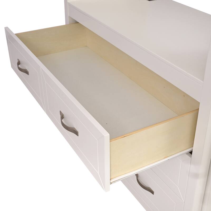 Furniture of America Elyra Modern Twin White Solid Pinewood Loft Bed with 3-Drawer Cabinet