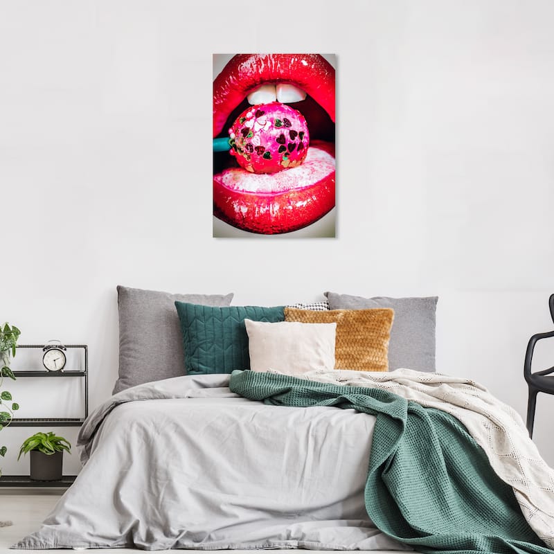Wynwood Studio Canvas Fashion and Glam Hard Candy on The Side Red and Neon Red Bohemian & Eclectic Wall Art Canvas Print - 36 x 24