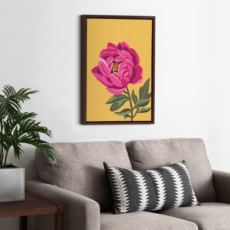 Kate and Laurel Sylvie Bright Peony Framed Canvas by Maria Filar