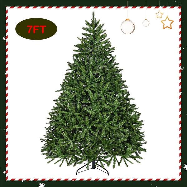 7ft 210cm Artificial Pine Christmas Tree Green With Metal Stand Xmas
