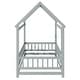 preview thumbnail 113 of 127, Wood Toddler House Bed with Roof Frame and Safety Guardrails Montessori Floor Bed without Slats No Door Houseshaped Platform Bed