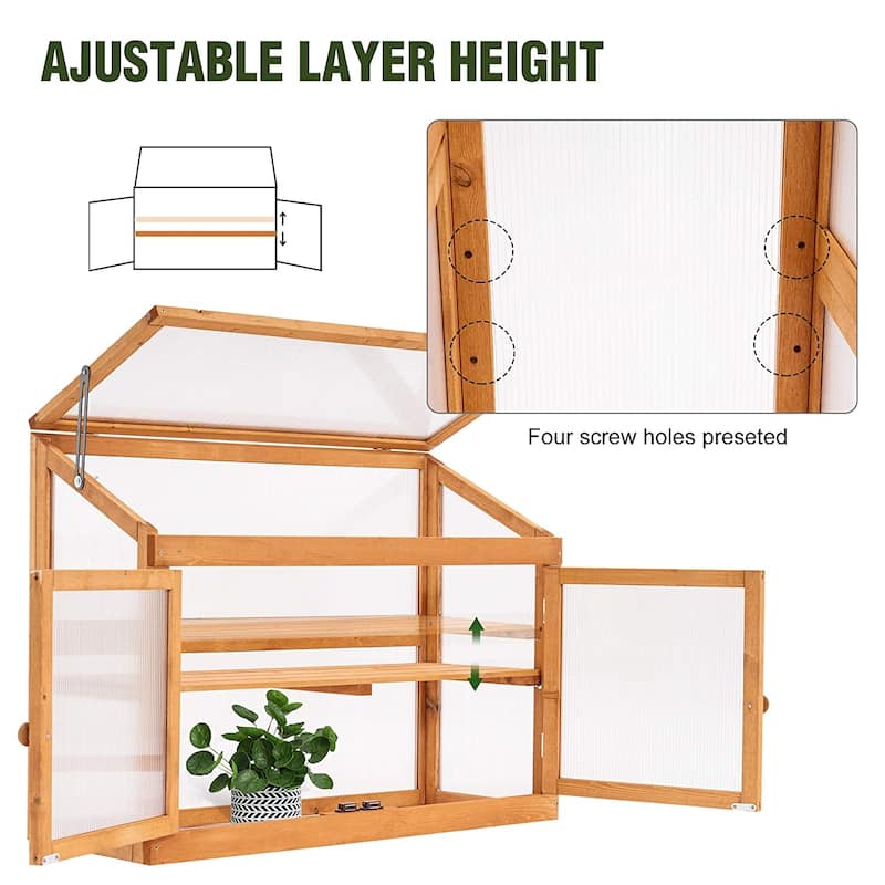 MCombo 2-Tier Cold Frame Greenhouse, Solid Wood 0160