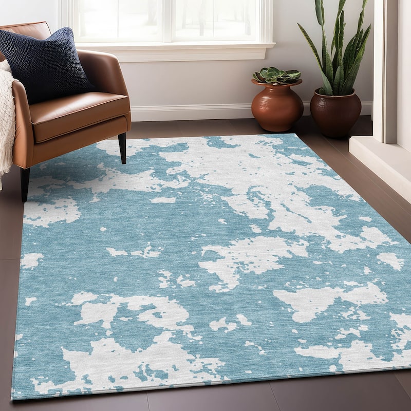 Premium Washable Super Soft Absstract Contempo Mayfield Rug - Sky - 10' x 14'