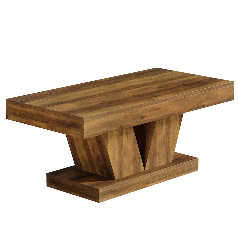 47.2" Mid-Century Wooden Center Table, Rectangular Coffee Table for Living Room